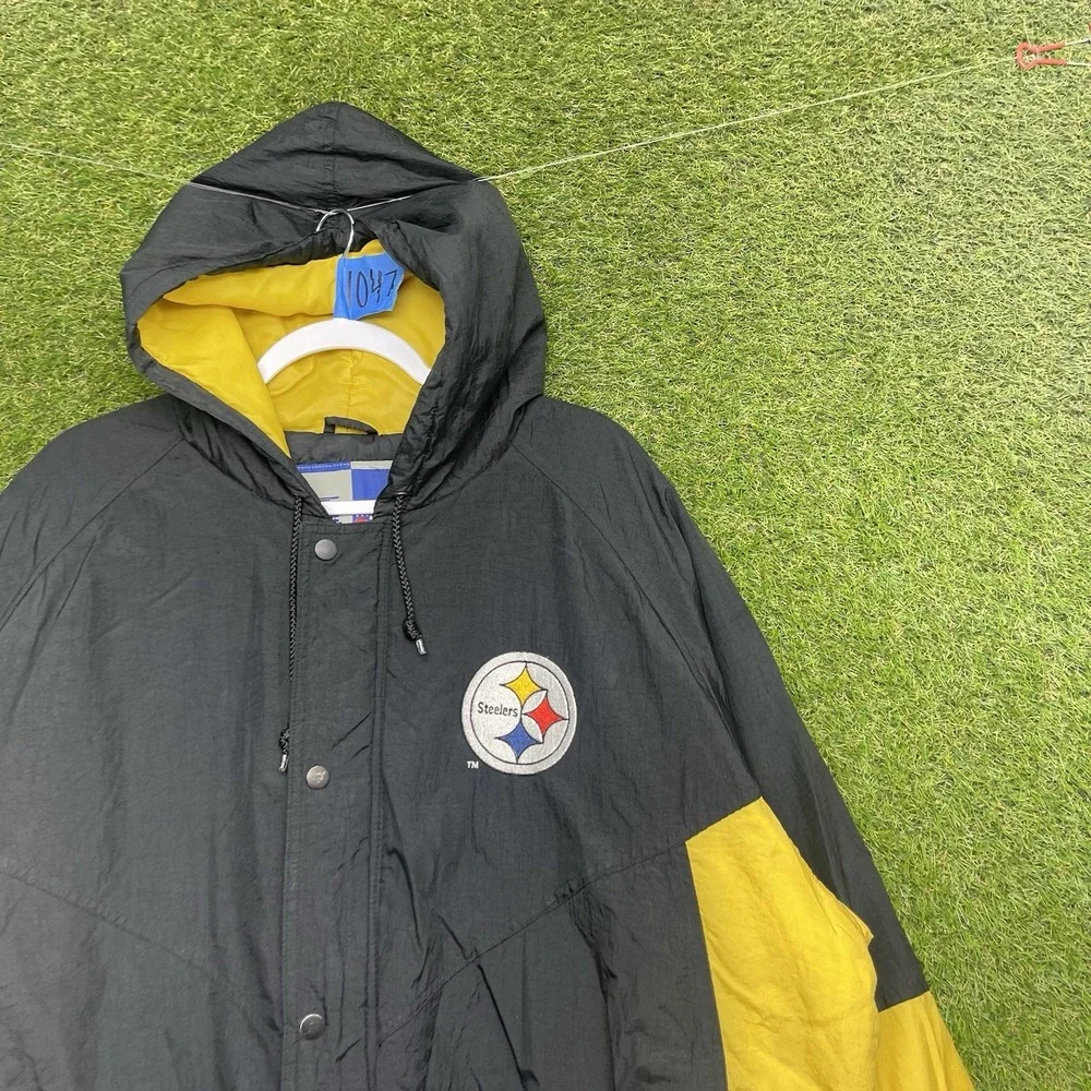 Vintage Pittsburgh Steelers Jacket Mens XL NFL Game Day Windbreaker Full Zip